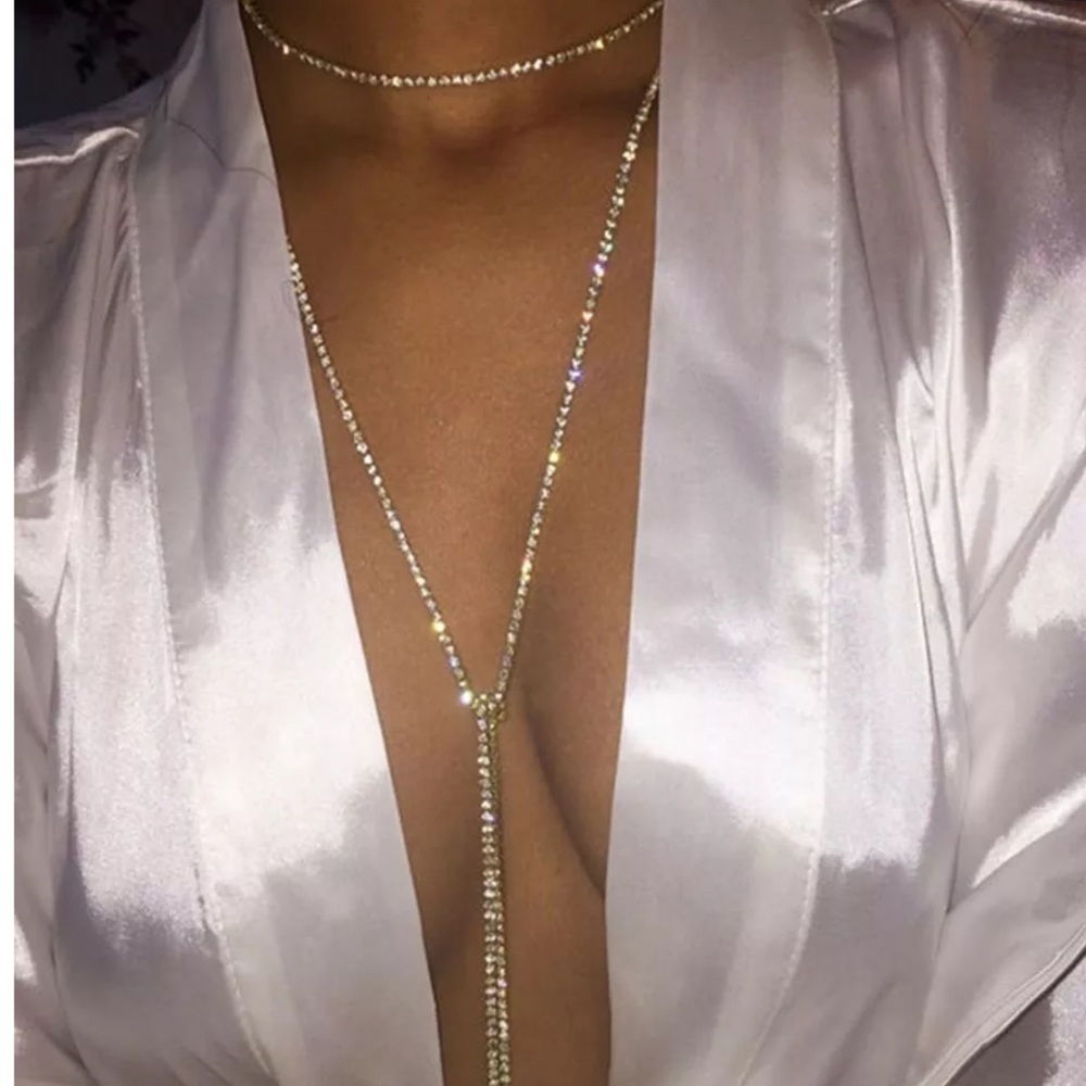 BLING wrap diamond cz sparkly chain necklace